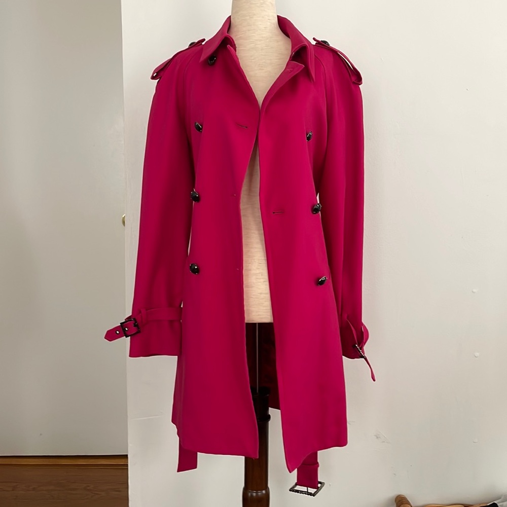 ST. JOHN magenta trench coat